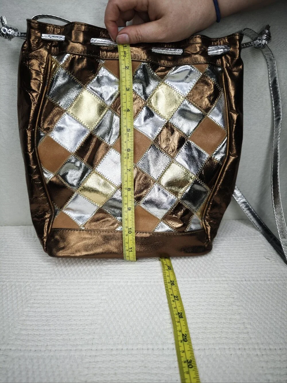 Fifth Avenue Handbags multi metallic leather bucket bag